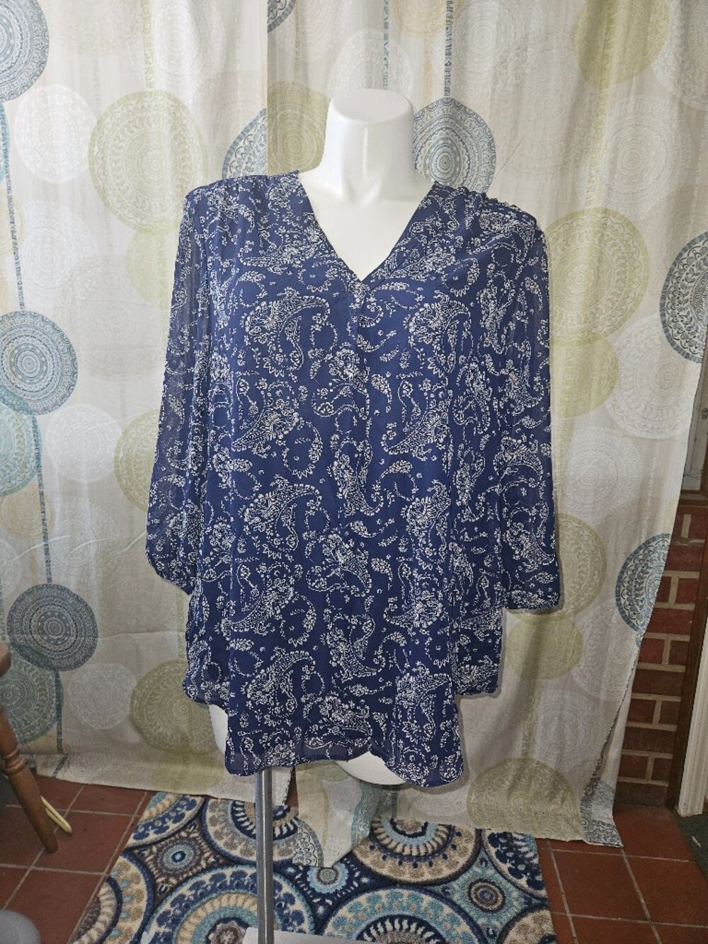 NWT Jones New York Blue Paisley Blouse (2X)